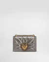 Dolce & Gabbana Medium Devotion Quilted Leather Shoulder Bag In Silver