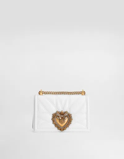Dolce & Gabbana Medium Devotion Bag In Quilted Nappa Leather In White
