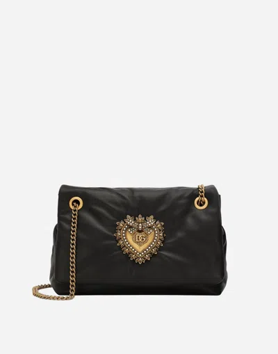 Dolce & Gabbana Medium Devotion Soft Shoulder Bag In Black