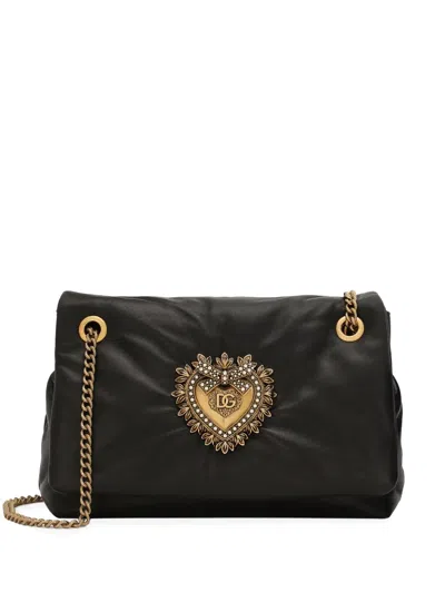 Dolce & Gabbana Medium Devotion Soft Shoulder Bag In Black