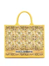 Dolce & Gabbana Printed Canvas Tote In Yellow