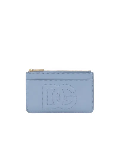 Dolce & Gabbana Medium Dg-embossed Card Holder In Blue