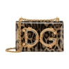 Dolce & Gabbana Dg Girls Shoulder Bag In Leopard-print Shiny Calfskin In Leo