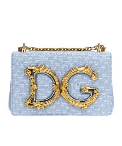 Dolce & Gabbana Medium Dg Girls Shoulder Bag In Light Blue