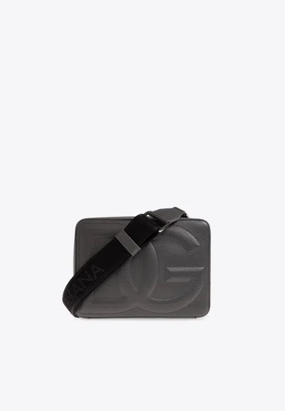 Dolce & Gabbana Medium Dg Logo Camera Bag In Gray