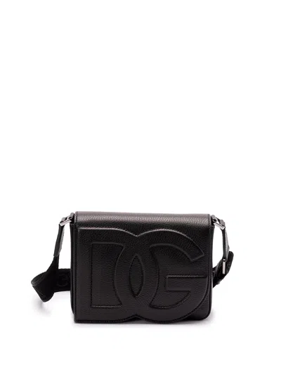 Dolce & Gabbana Medium `dg` Logo Crossbody Bag In Black  