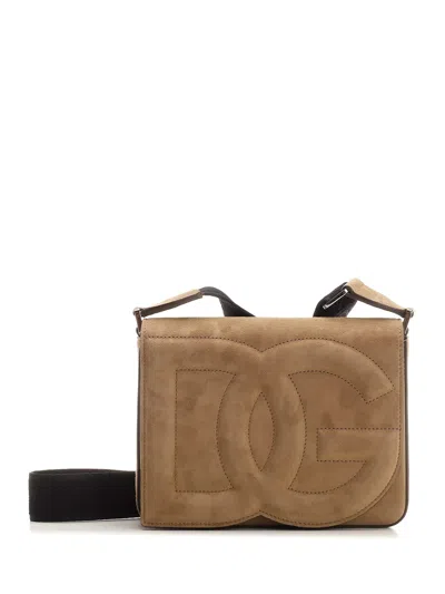 Dolce & Gabbana Brown Medium 'dg' Logo Crossbody Bag In Hazelnut