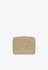 Dolce & Gabbana Medium Dg Logo Crossbody Bag In Patent Leather In Beige