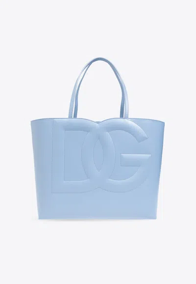 Dolce & Gabbana Medium Dg Logo Tote Bag In Light Blue