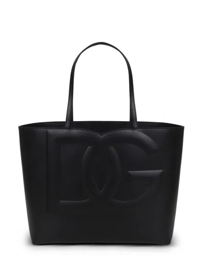 Dolce & Gabbana Medium Dg Logo Shopper Bag In Black