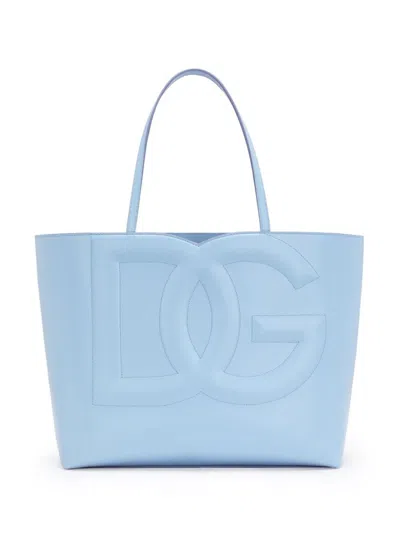 Dolce & Gabbana Medium Dg Logo Tote Bag In Light Blue