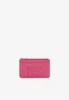 Dolce & Gabbana Medium Dg Logo Zip Cardholder In Calf Leather In Purple