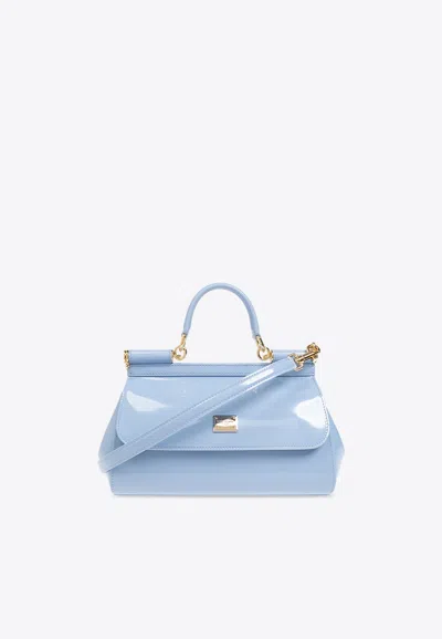 Dolce & Gabbana Medium Elongated Sicily Top Handle Bag In Blue