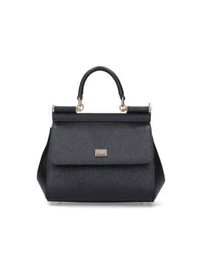 Dolce & Gabbana Black Handbag With Adjustable And Removable Shoulder Strap And Logo Plaque On The Front In Grained L