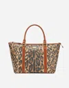 Dolce & Gabbana Medium Leopard-print Crespo Shopper With Branded Plate In Multicolor