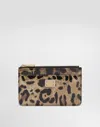 Dolce & Gabbana Medium Leopard-print Polished Calfskin Card Holder With Zipper In Animal Print