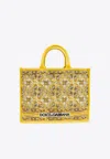 Dolce & Gabbana Printed Canvas Tote In Yellow