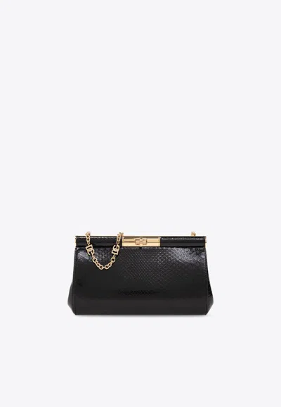 Dolce & Gabbana Medium Marlene Leather Clutch In Black