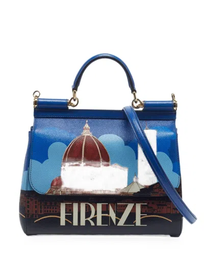 Pre-owned Dolce & Gabbana Medium Miss Sicily Leather Tote Bag In Blue
