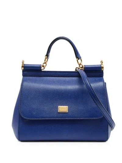 Pre-owned Dolce & Gabbana Medium Miss Sicily Top Tote Bag In Blue