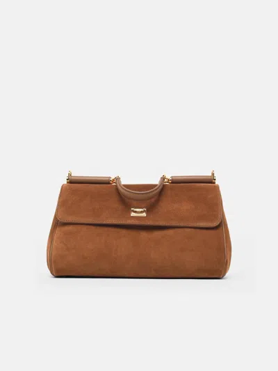 Dolce & Gabbana Medium 'my Sicily' Brown Suede Bag