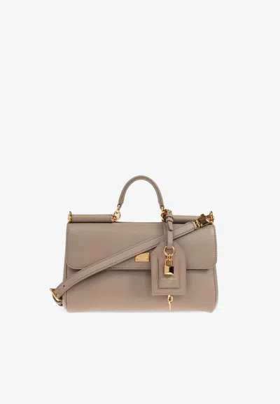 Dolce & Gabbana Medium My Sicily Calf Leather Handbag In Brown