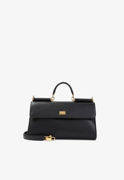 Dolce & Gabbana Medium My Sicily Calf Leather Handbag In Black