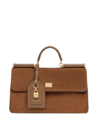 Dolce & Gabbana Medium My Sicily Handbag In Calf Suede In White