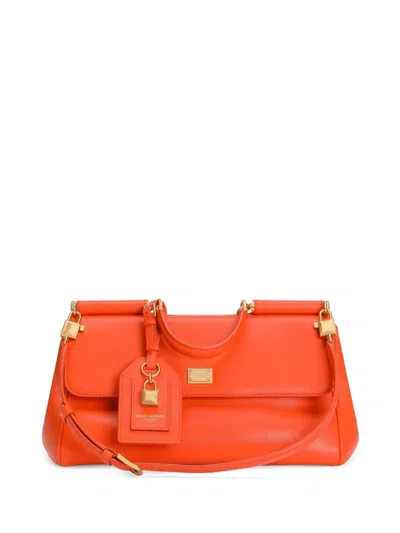 Dolce & Gabbana Medium My Sicily Handbag In Plongé Lux Calfskin In Orange