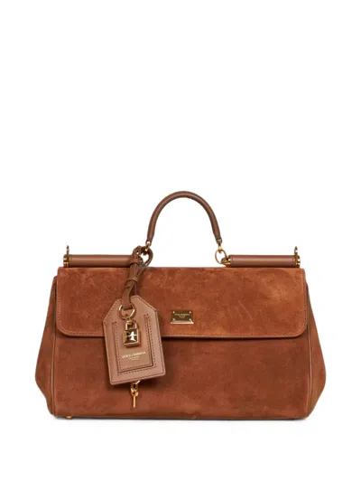 Dolce & Gabbana Medium My Sicily Handbag In Split-calfskin In Purple