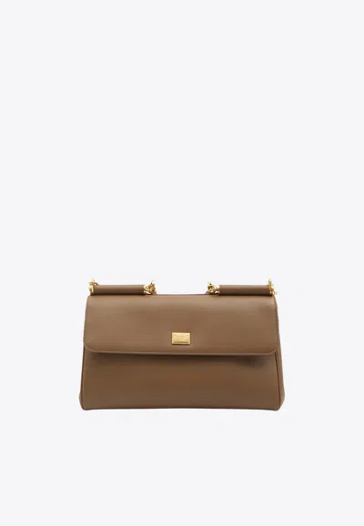 Dolce & Gabbana Medium My Sicily Leather Top Handle Bag In Brown