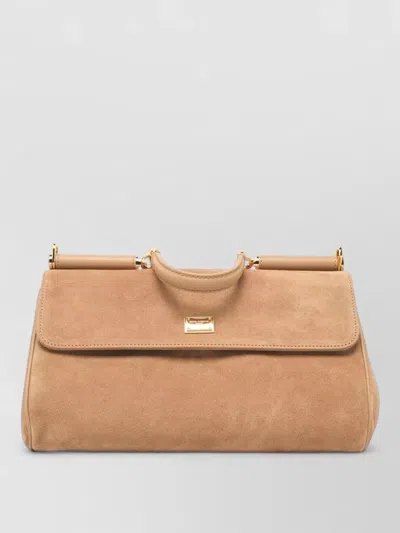 Dolce & Gabbana Medium My Sicily Suede Shoulder Bag In Brown