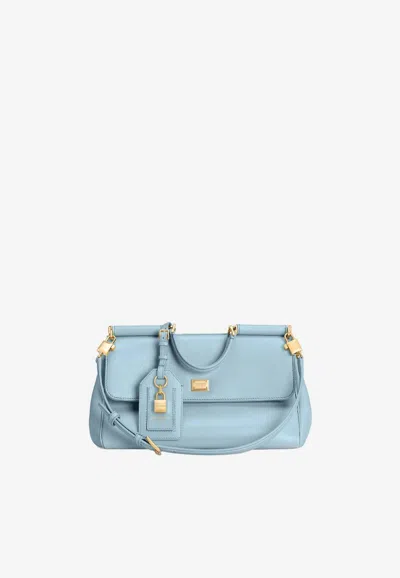 Dolce & Gabbana Dolce&gabbana Plongé Calfskin My Sicily Top-handle Bag In Blue