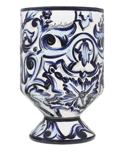 Dolce & Gabbana Medium Outdoor Vase (58cm X 37cm) In Blue