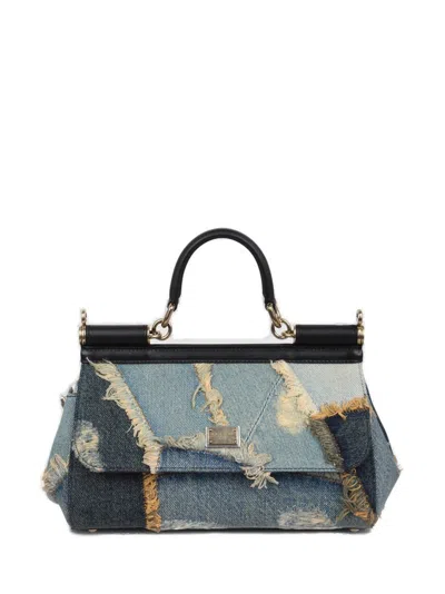 DOLCE & GABBANA DOLCE & GABBANA MEDIUM PATCHWORK DENIM SICILY HANDBAG