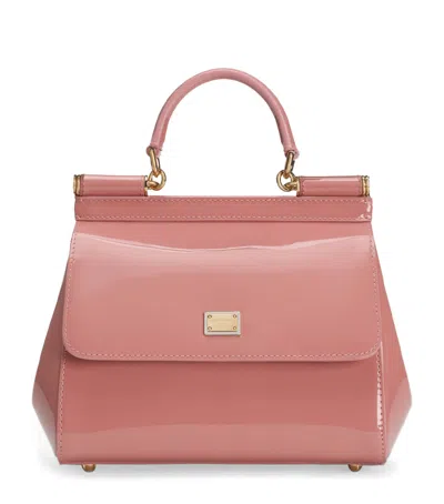 Dolce & Gabbana Medium Patent Calfskin Sicily Top-handle Bag In Pink