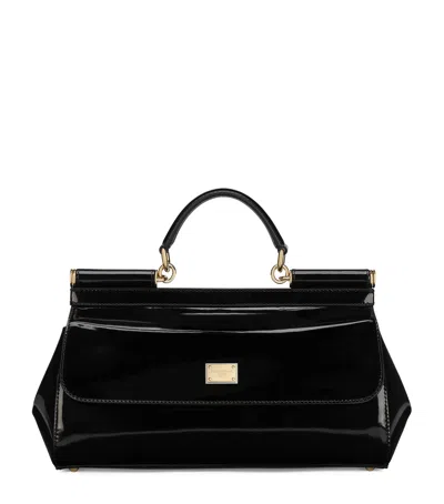 DOLCE & GABBANA MEDIUM PATENT SICILY TOP-HANDLE BAG