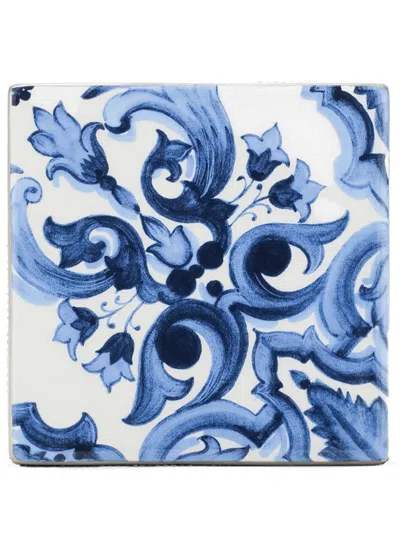 Dolce & Gabbana Medium Porcelain Coaster In Blue