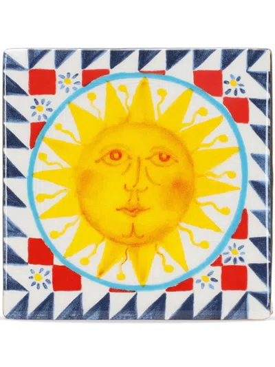 Dolce & Gabbana Medium Porcelain Coaster In Yellow