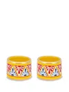 Dolce & Gabbana Medium Porcelain Napkin Rings (set Of Two) In Yellow