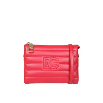 Dolce & Gabbana Stitched-logo Detail Clutch Bag In Red