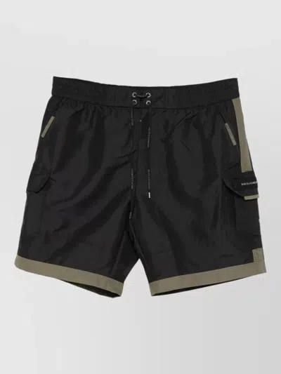 Dolce & Gabbana Medium Shorts Cargo Style Contrast Trim Pockets In Black