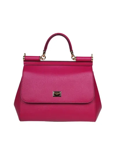 Dolce & Gabbana Medium Sicily Bag In Dauphine Leather In Cyclamin