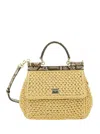 Dolce & Gabbana Medium Raffia Sicily Top-handle Bag In Neutrals