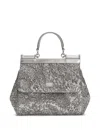 Dolce & Gabbana Medium Sicily Brocade Tote Bag In Silver