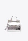 Dolce & Gabbana Medium Sicily Crossbody Bag In Metallic Leather In Silver