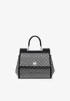 Dolce & Gabbana Medium Sicily Crystal Embellished Top Handle Bag In Black