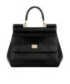Dolce & Gabbana Sicily Small Bag Stampa Dauphine In Black