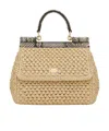 Dolce & Gabbana Medium Raffia Sicily Top-handle Bag In Nude