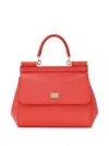 Dolce & Gabbana Medium Sicily Dauphine Leather Bag In Orange